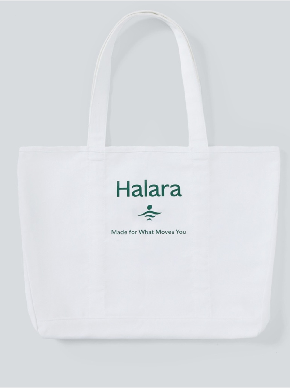 HALARA White Canvas Tote with Green Logo